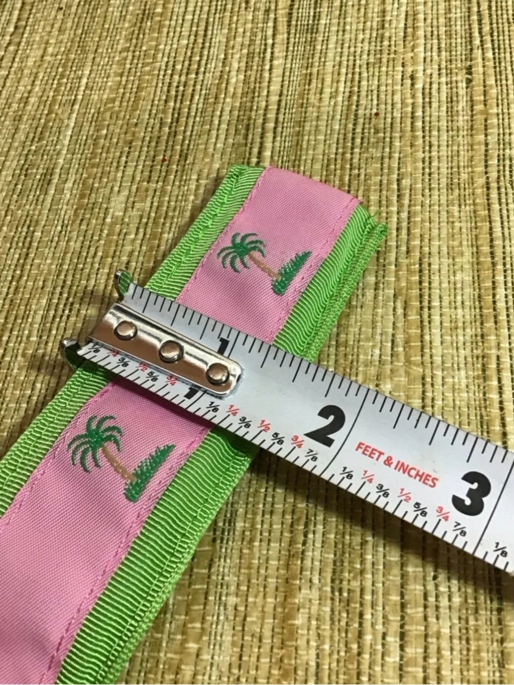 Posted 2d ago Eliza B Fabric Belt Pink and Green with Palm Trees Size Large (43)